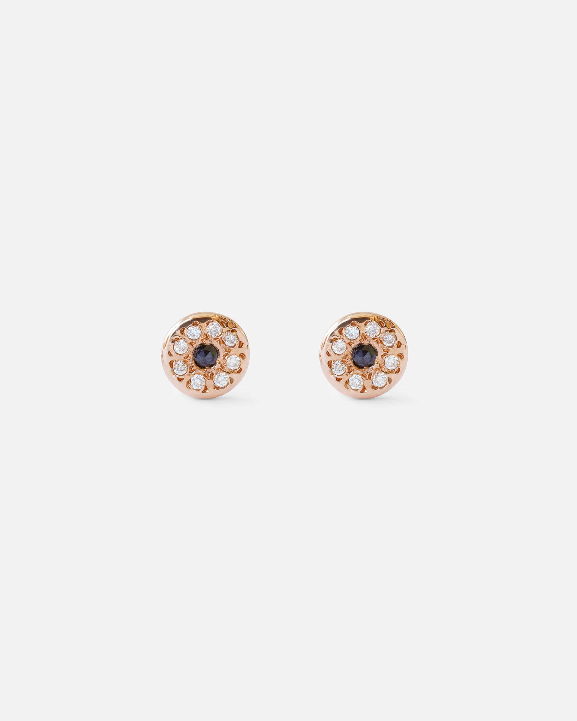 White & Black Diamond Disk / Rose Studs By Ariko