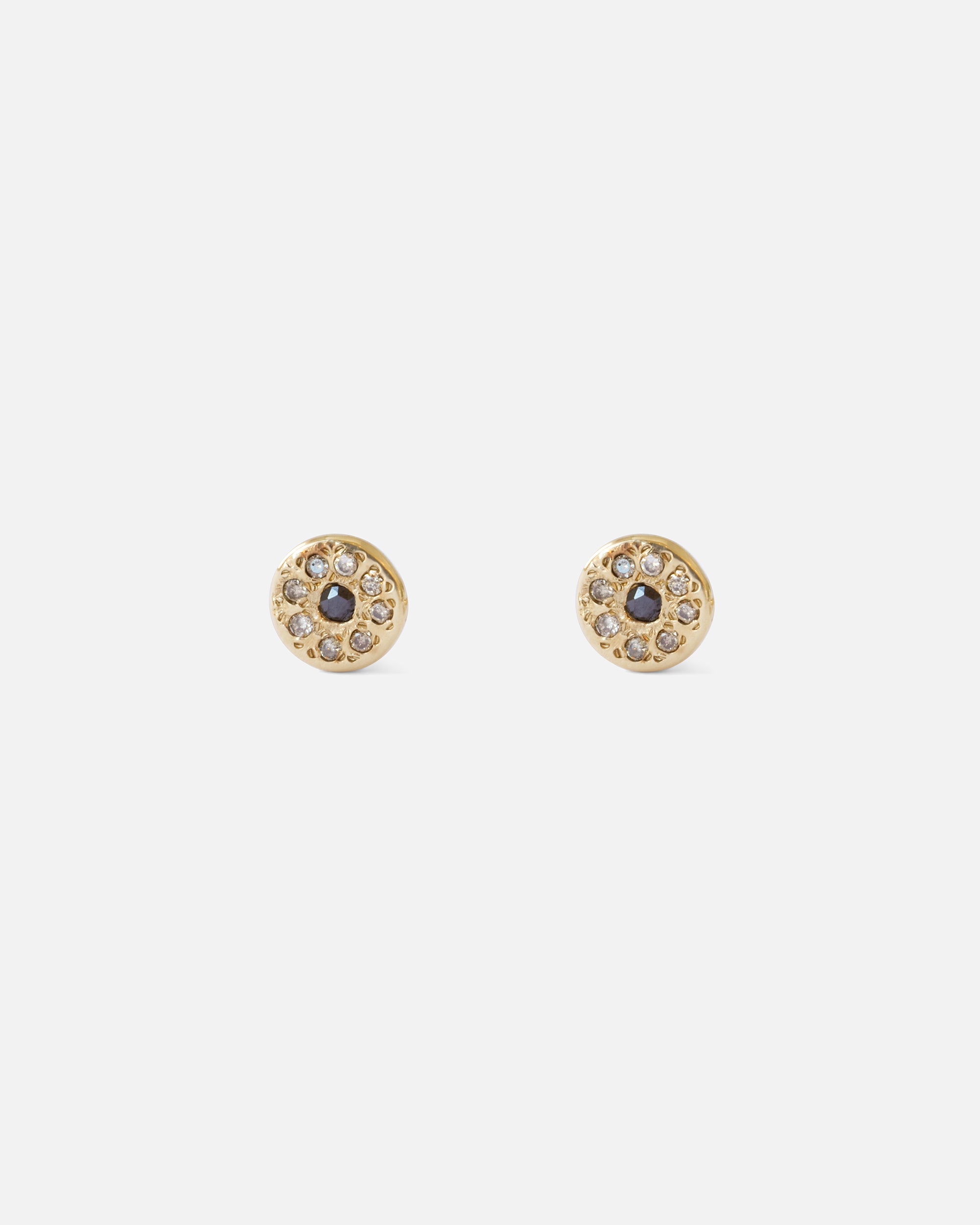 White & Black Diamond Disk / Yellow Studs By Ariko