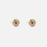 White & Black Diamond Disk / Yellow Studs By Ariko