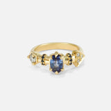 Front view of Supernova Blue Sapphire and White Diamond Ring