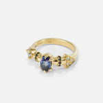 Alternative side view of Supernova Blue Sapphire and White Diamond Ring