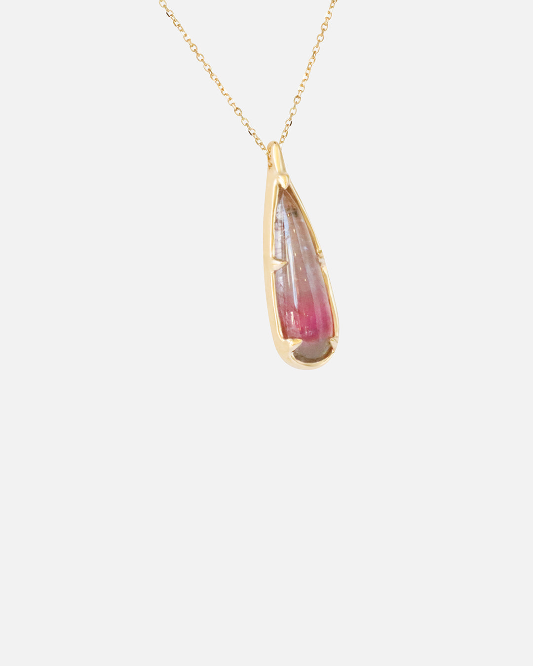 Side view of Light Pear Watermelon Tourmaline / Pendant