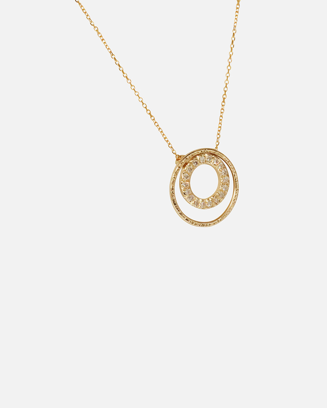 Side view of Double Circle Necklace by Ariko