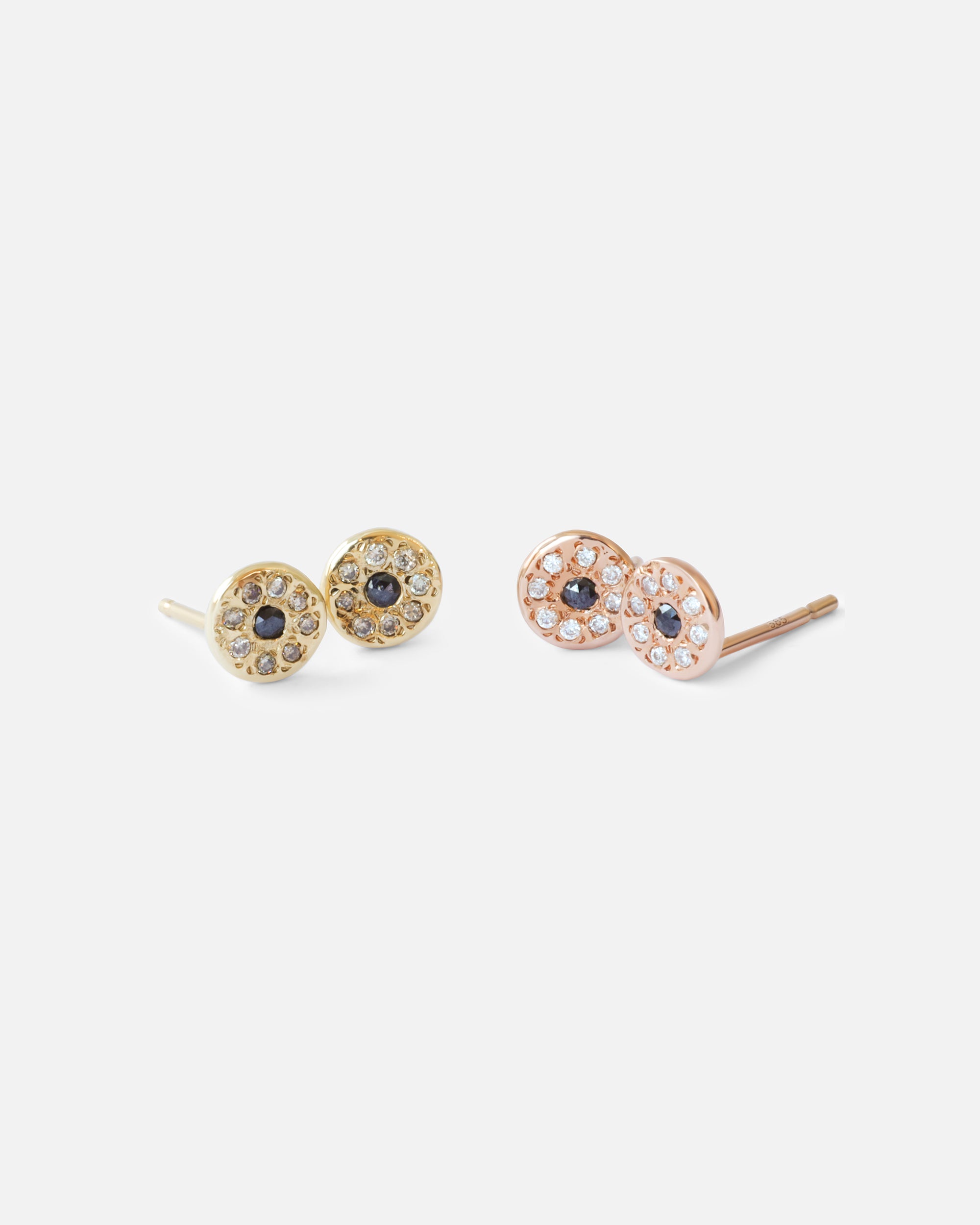 White & Black Diamond Disk / Yellow Studs By Ariko