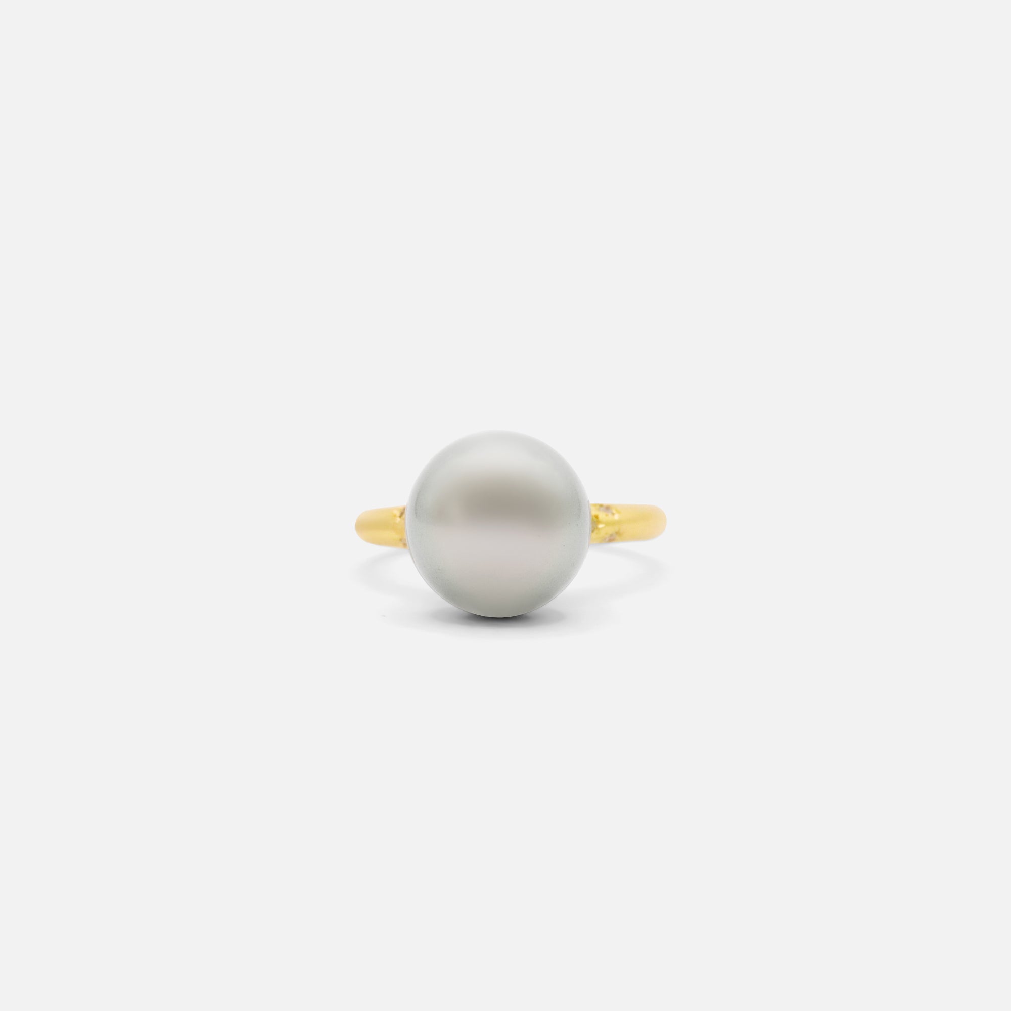 Front view of Umi / South Sea Pearl and Melee Diamond Ring
