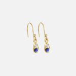 Side view of Silk / Gradient Blue Sapphire Earrings by Hiroyo