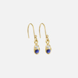 Side view of Silk / Gradient Blue Sapphire Earrings by Hiroyo