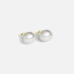 Side view of Umi / South Sea Grey Pearl Studs by Hiroyo