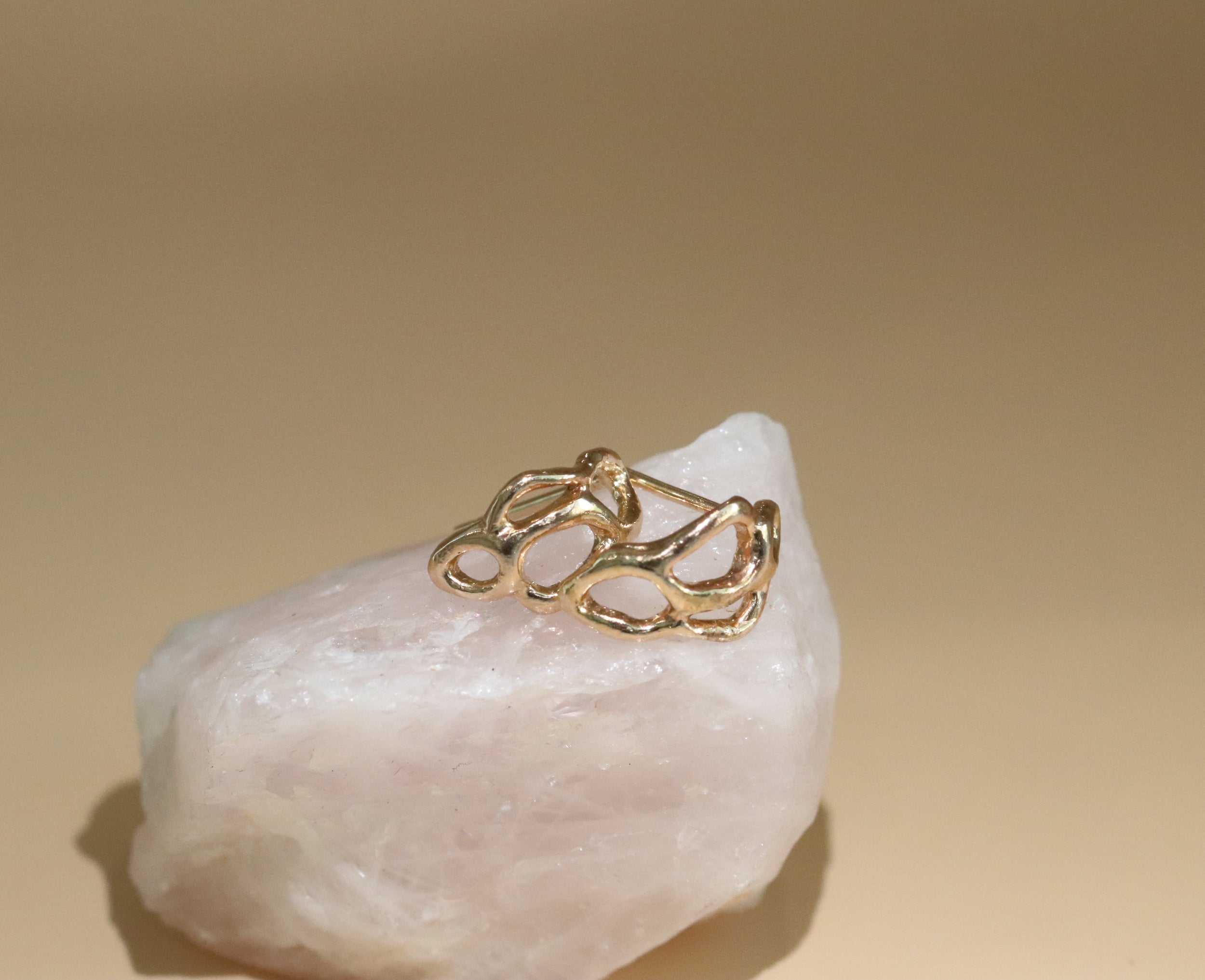 Lifestyle photo of Front view of Reflections Hoops in 14k yellow gold