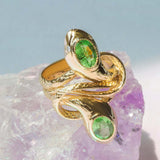 Duo Serpentes Ring / Tsavorite and Diamonds By Ides