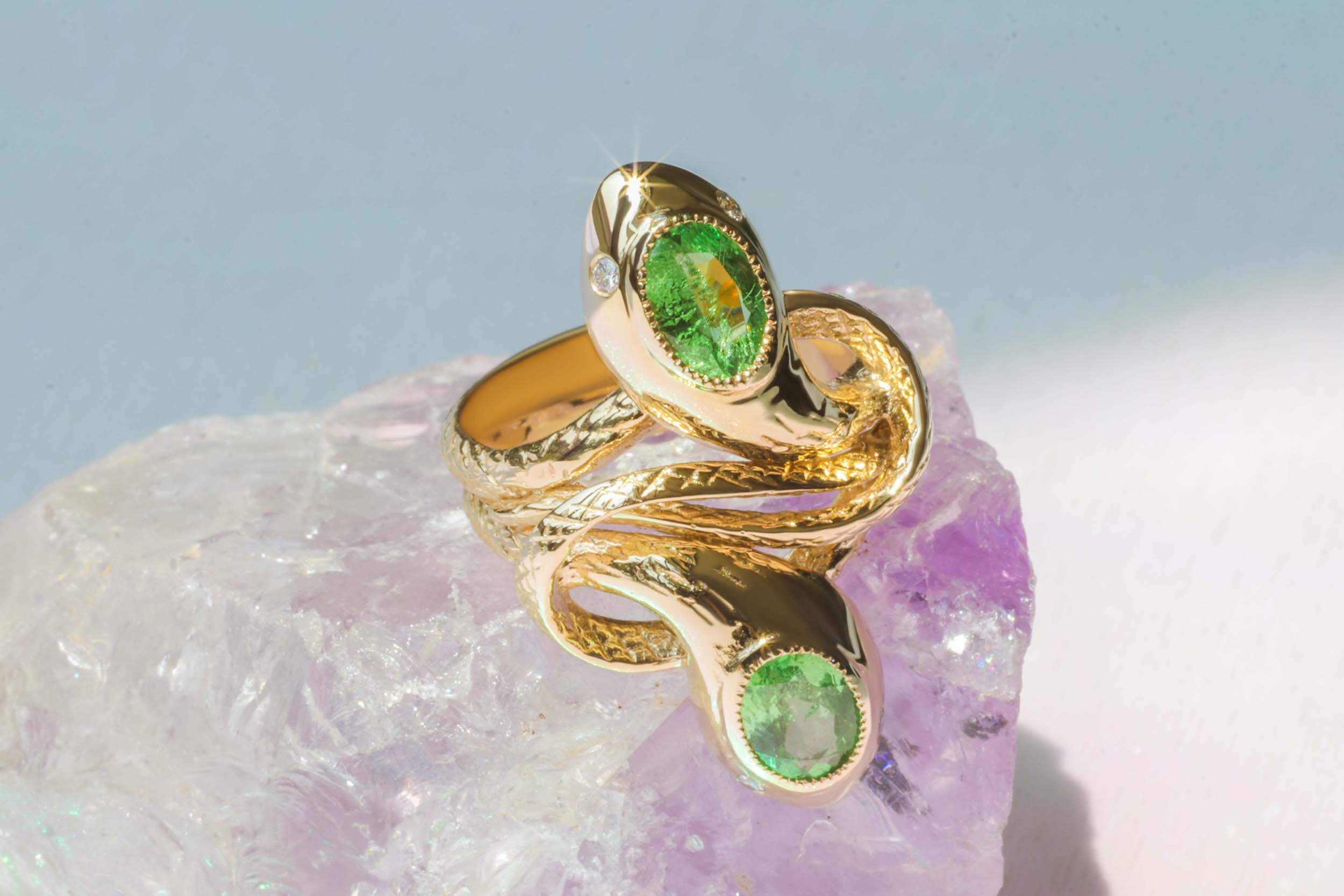 Duo Serpentes Ring / Tsavorite and Diamonds By Ides