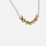 Side view of X Pearl Necklace / 6mm in 14k yellow gold by Lucia B Marti