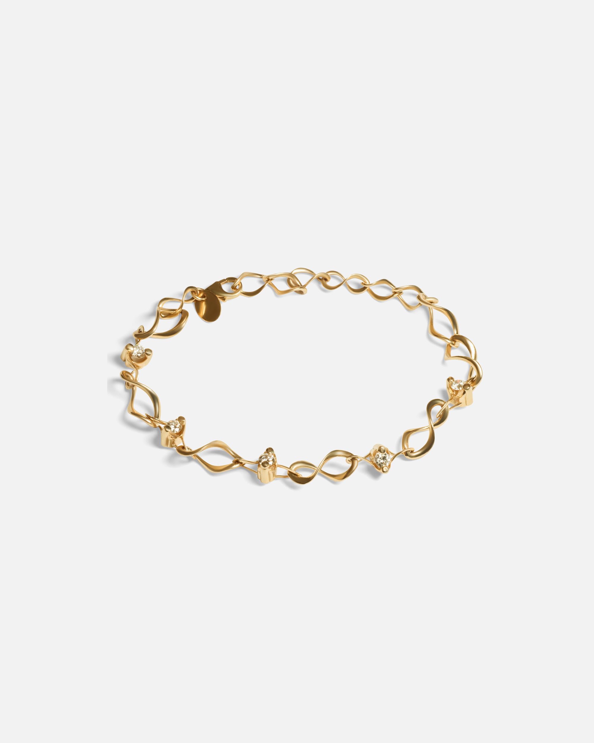 Front view of Locus Intermittendi Bracelet in 14k yellow gold By Lucia B Marti