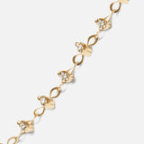 Close up view of Locus Intermittendi Bracelet	in 14k yellow gold by Lucia B Marti