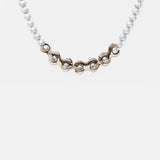 Front view of X Pearl Necklace / 6mm in  14k white gold by Lucia B Marti