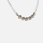 Side view of X Pearl Necklace / 6mm in  14k white gold by Lucia B Marti