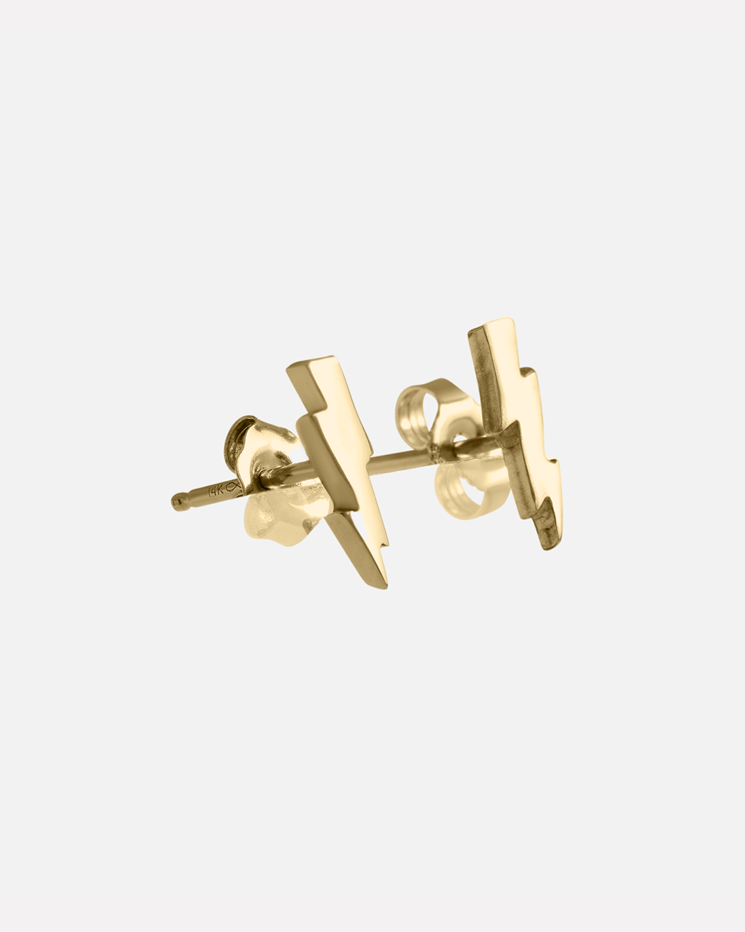 Side view of Sky / Bolt Studs in 14k Yellow Gold by Fitzgerald Jewelry