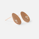 Side view of Leaf / Rose Gold + Diamond Studs By Hiroyo