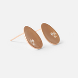 Side view of Leaf / Rose Gold + Diamond Studs By Hiroyo