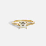 Front view of Emerald Cut Six Prong Diamond Ring by Nishi