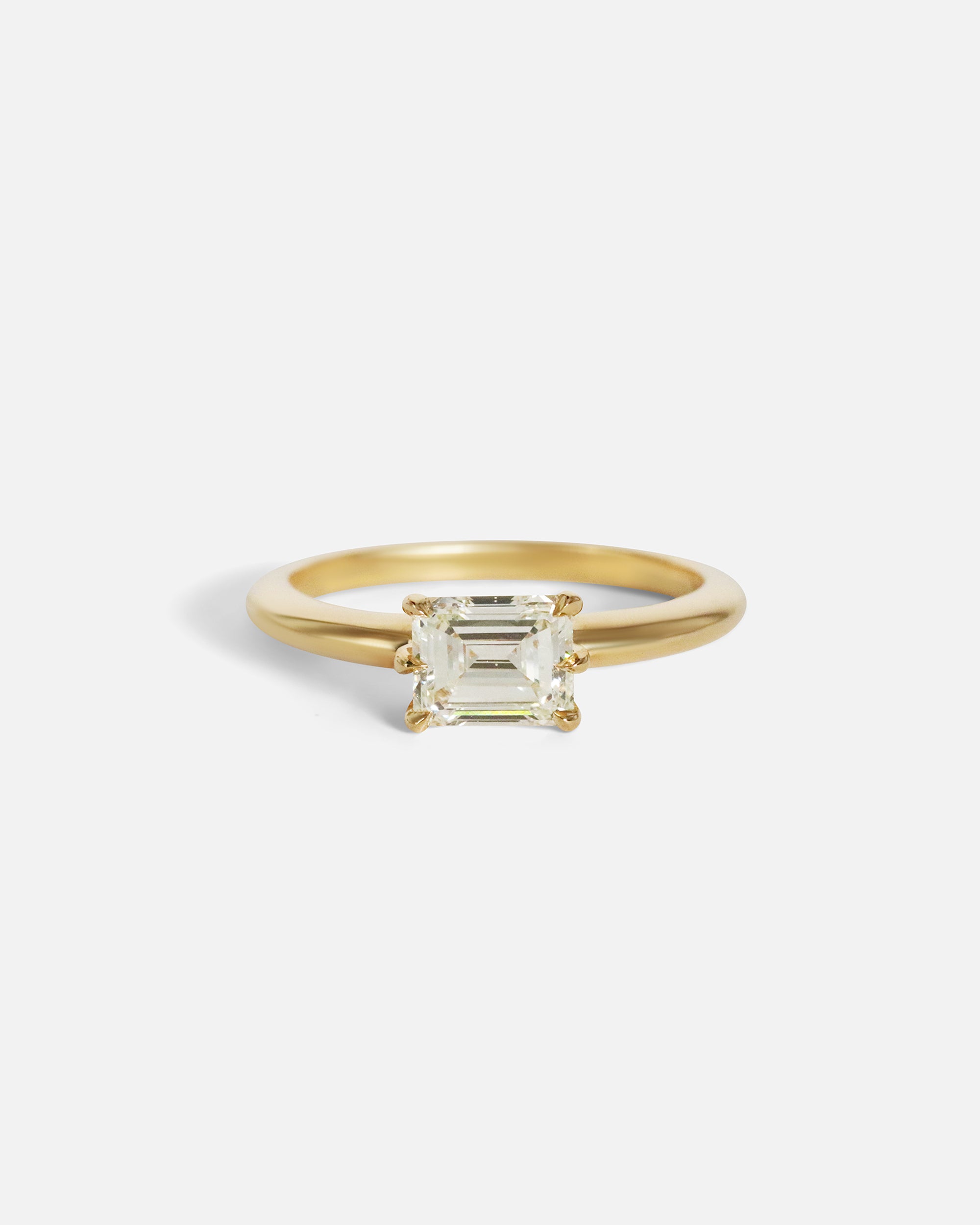 Front view of Emerald Cut Six Prong Diamond Ring by Nishi