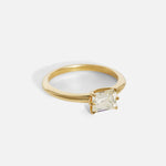 Side view of Emerald Cut Six Prong Diamond Ring by Nishi