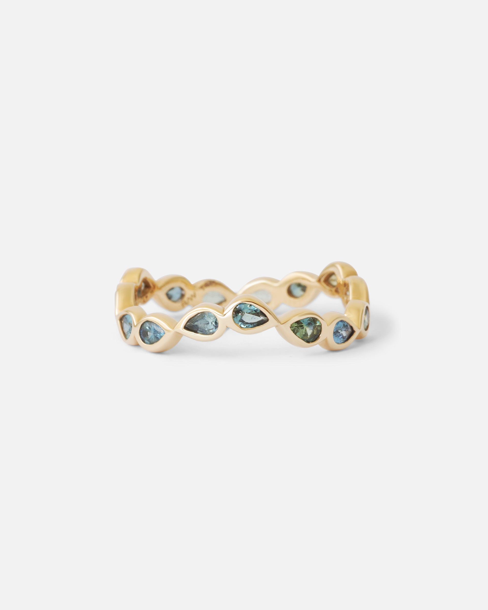 Aqua / Wavy Pear Sapphire Band By Ruoria