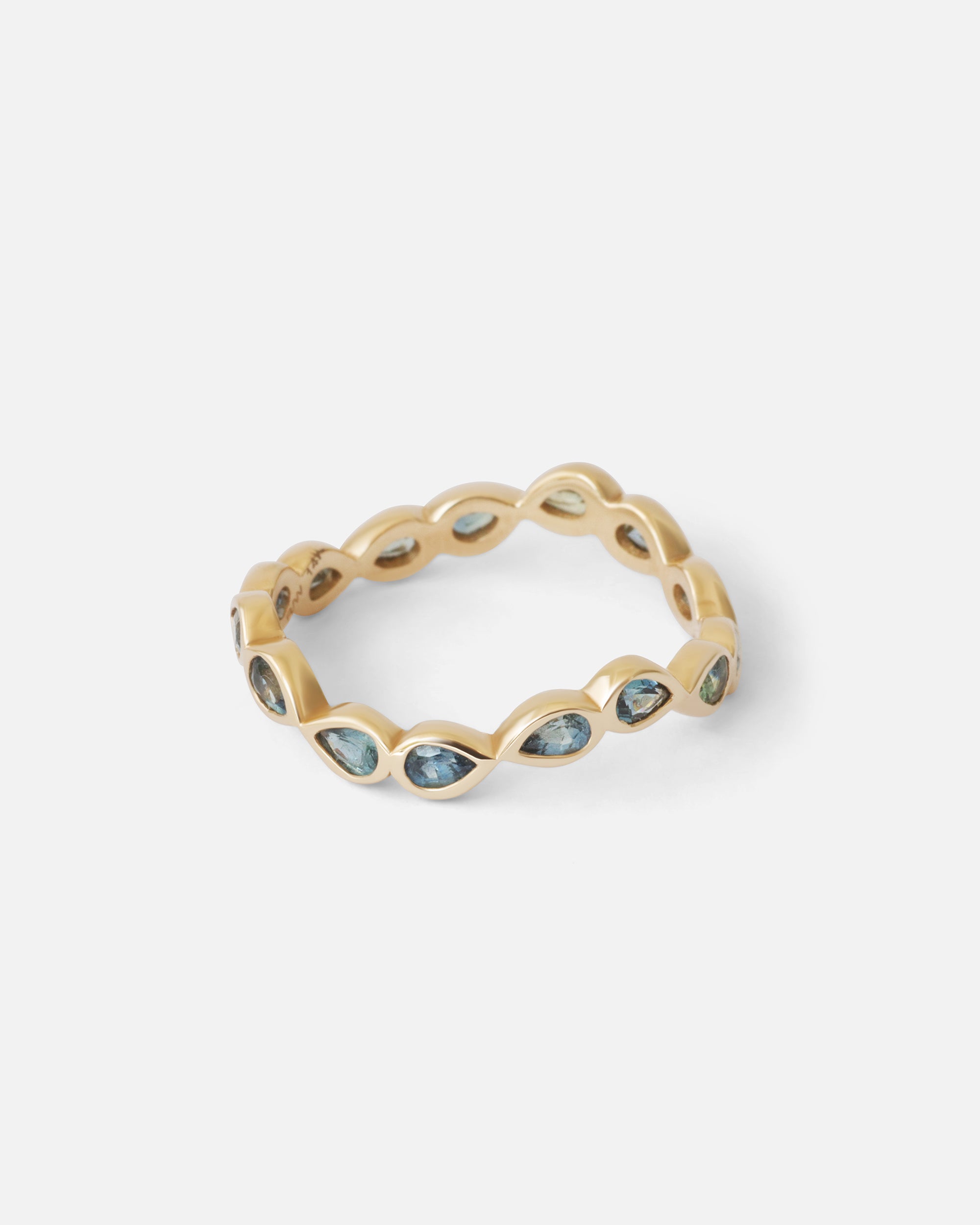 Aqua / Wavy Pear Sapphire Band By Ruoria