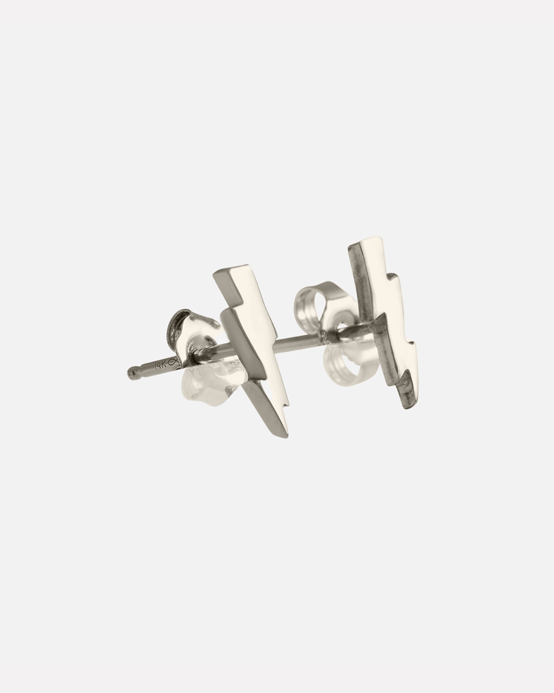 Side view of Sky / Bolt Studs in 14k White Gold by Fitzgerald Jewelry