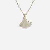 Front view of Ginkgo Necklace in 14k white gold