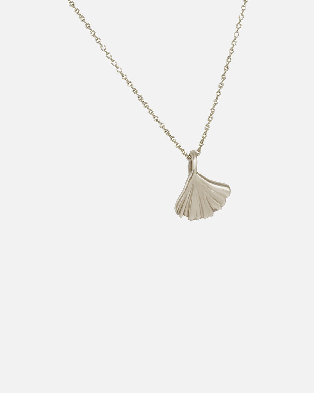 Side view of Ginkgo Necklace in 14k white gold