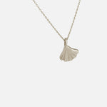 Side view of Ginkgo Necklace in 14k white gold