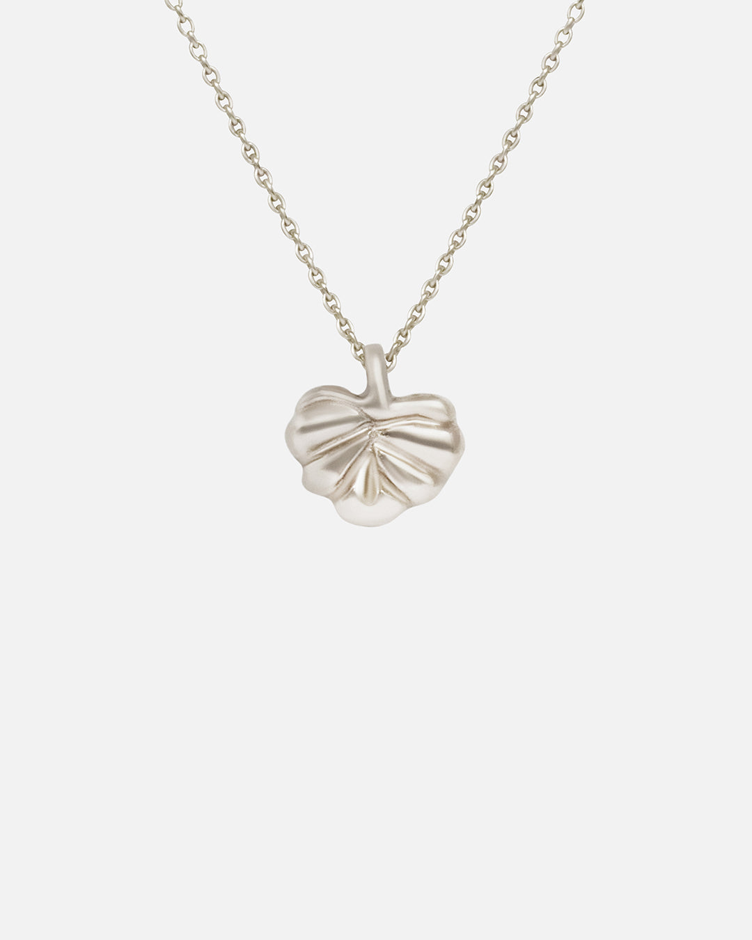 Closeup front view of Lotus Necklace in 14k white gold