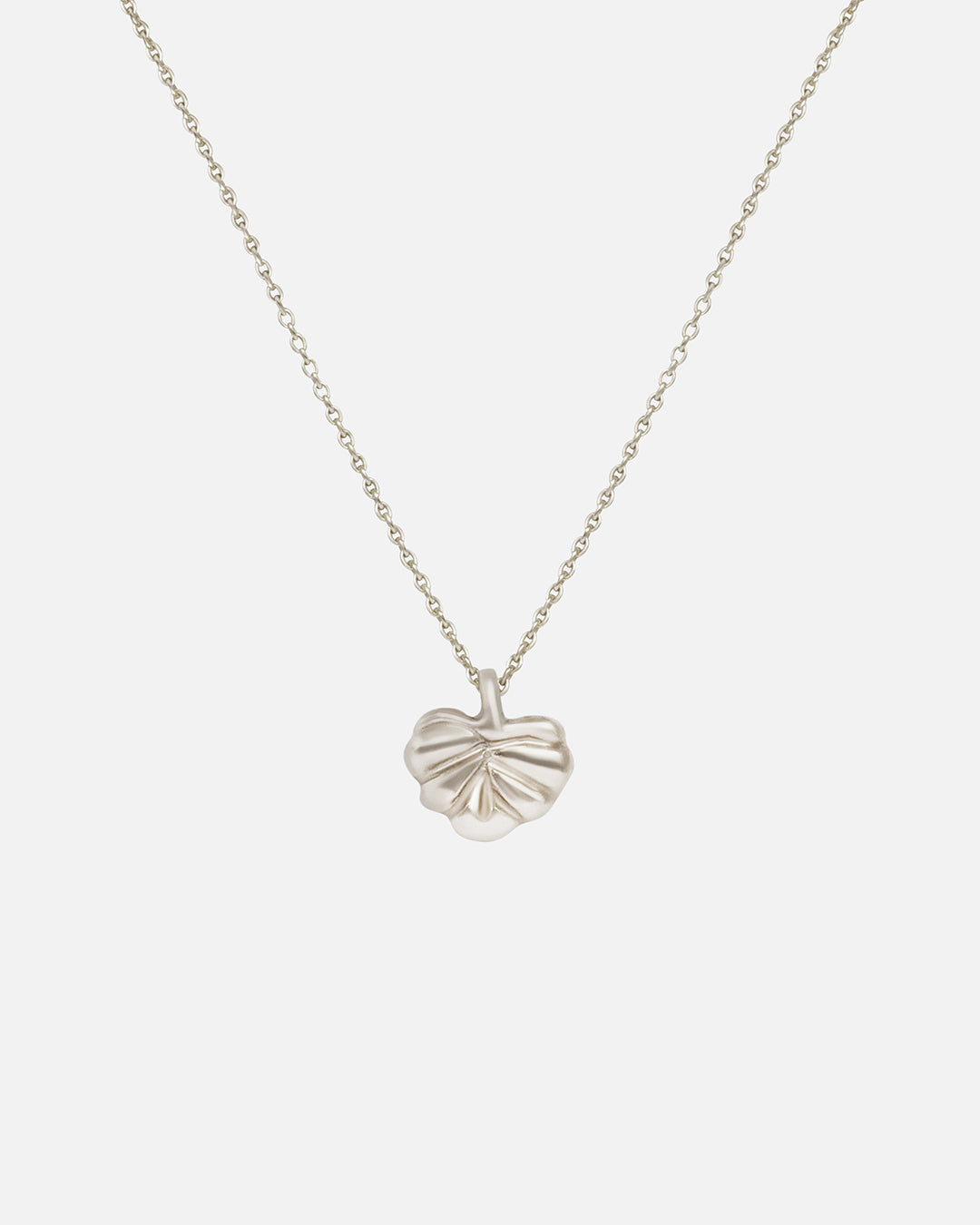 Front view of Lotus Necklace in 14k white gold