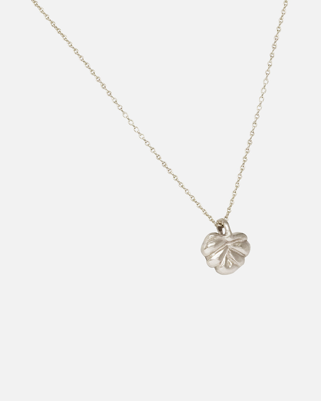 Side view of Lotus Necklace in 14k white gold