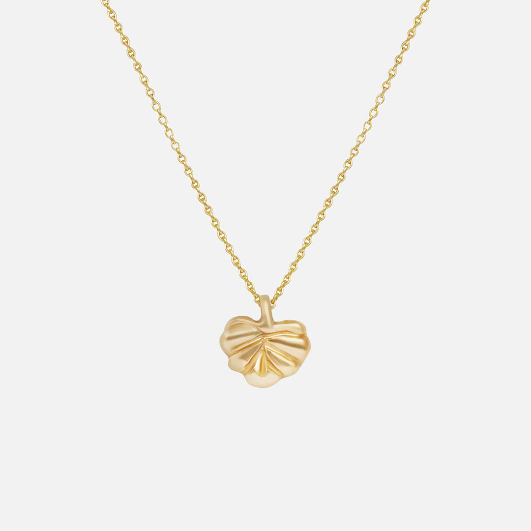 Front view of Lotus Necklace in 14k yellow gold
