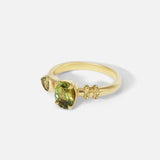 Alternative side view of Monoceros Nebula Green Pear Sapphire Ring