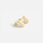 Side view of Leaf / Yellow Gold + Diamonds Studs By Hiroyo